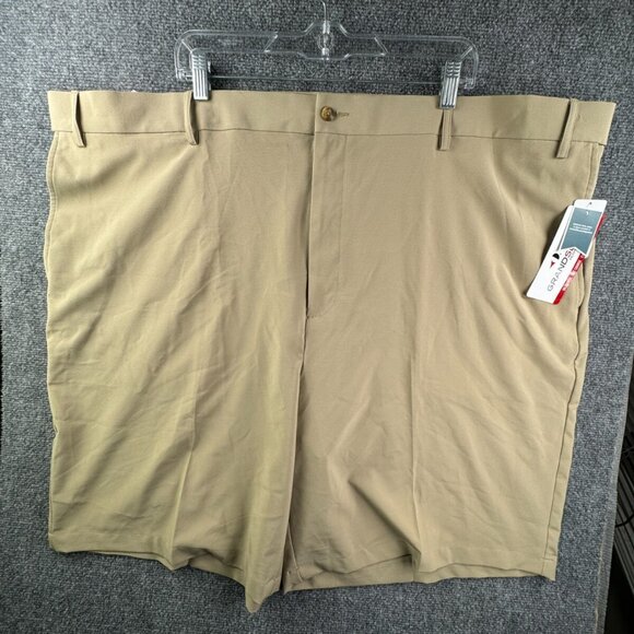 NWT GRAND SLAM Beige Shorts Flat Front Expandable Waist Size 52 Off Course - Picture 1 of 11